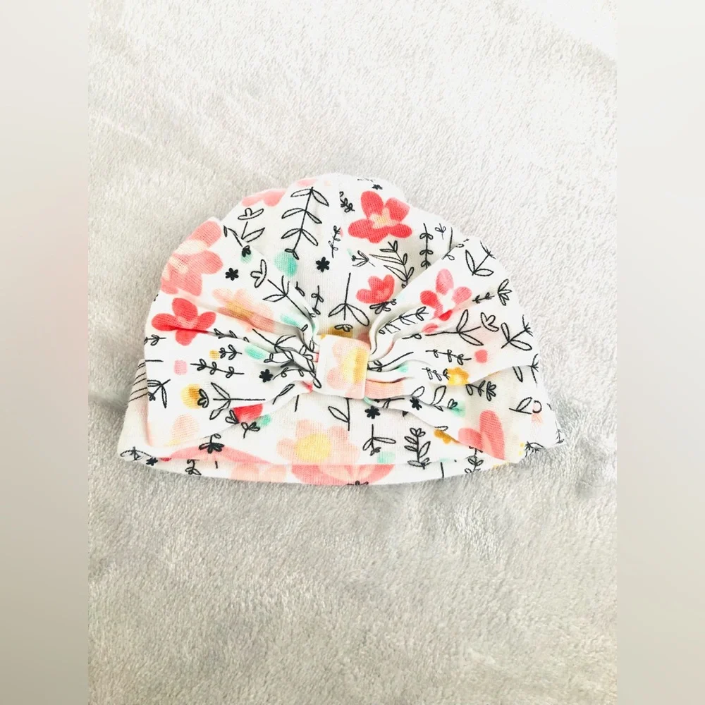 Gerber baby hat - organic cotton infant hat - Spring flowers - NEW - girl or boy